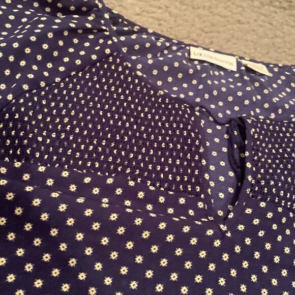 Liz Claiborne Blue Polka Dot Shirt Size Large - Picture 10 of 10